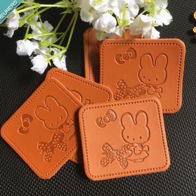 China Viable Customized High Quality Emboss Leather Label PU Leather Labels Woven Patch Logo Leather For Jeans for sale