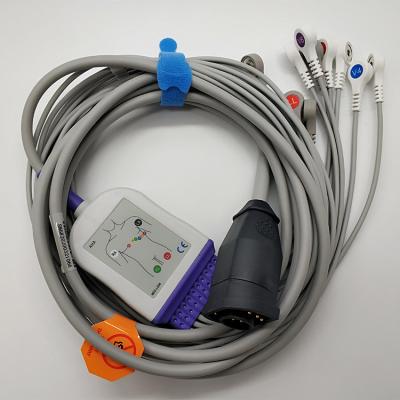 China Opnieuw te gebruiken het electrocardiogramkabels 5mm van het Zollelectrocardiogram Dia-Adapterkabel met 10 Leadwires AHA Breuk Te koop