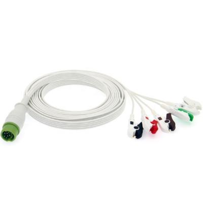 China 12 speld 5 Kabel van Lood de Ééndelige Ecg met Leadwires Compatibele Draagbare Mindray Te koop