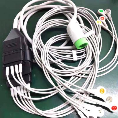 China 4 Leads 6 Leads Wires Snap ECG Lead Cable Compatible For  for sale