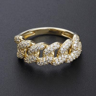 China Hip Hop Fashion Hip Hop Cuban Chain Rings 18k Gold Plating Iced Out Cubic Zircon Diamond Ring Price Bling for sale