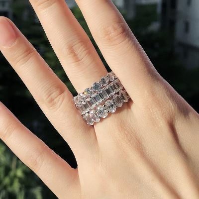 China Stackable Brass Wand Wedding High Quality CLASSIC Diamond Rings Price Tennis Bling Ring Jewelry Women CZ Eternity Band for sale