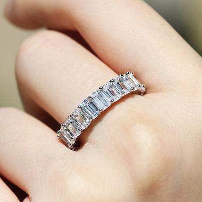 China Luxury 2021 CLASSIC Copper Zircon Eternity Ring For Big Size CZ Wedding Band Women's Gift Wholesale Rings for sale