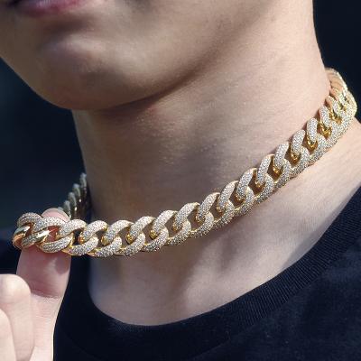 China Hiphop Fashion 18k Gold Finish Iced Out Miami Cuban Link Hip Hop Jewelry Thick Chain Necklaces CZ Miami Cuban Chain Necklace for sale