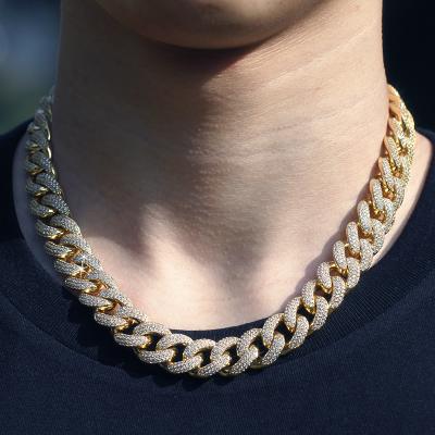 China Hiphop Fashion 18k Gold Finish Iced Out Miami Cuban Link Hip Hop Jewelry Thick Chain Necklaces CZ Miami Cuban Chain Necklace for sale