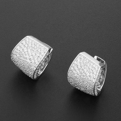 China New CLASSIC Fashion Punk 18K Gold Plated Earrings AAA Simple Tiny Zircon Paved Stone CZ Circle Earring Jewelry for sale