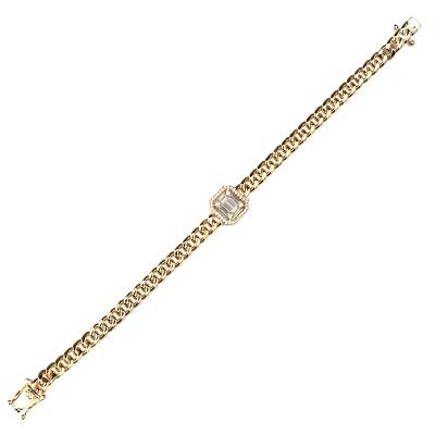 China Wholesale Custom Brass Hiphop CZ Cuban Link Chain Bracelet Women Iced Out Cubic Zircon Bling Bling Hip Hop Jewelry for sale