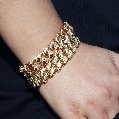 China Classic Popular Gold Plated Hiphop Hip Hop Diamond Miami 18k Gold Cuban Link Chains Bracelet Women Jewelry for sale