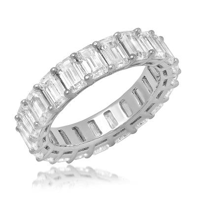 China CLASSIC Zirconia 925 Sterling Silver 5a Colorful Eternity Ring Wedding Engagement Custom Ladies Rings Jewelry for sale