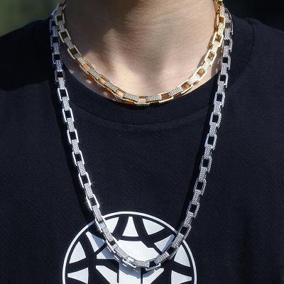 China Hiphop Necklace Jewelry Luxury Hip Hop Micro Pave Icy Diamond CZ Iced Out Thick Cuban Link Chains Necklace Men for sale