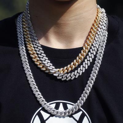 China Custom Hiphop 18k Gold Plated Tasty Chain Necklace Women Jewelry Chunky Baguette Chain Cuban Link Brass Zircon Necklace for sale