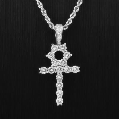 China Trendy Hiphop 2022 Hip Hop 18k Gold Plated Cubic Zircon Cross Pendant Necklace Bling Bling Iced Out Full Diamond Cross Necklaces for sale