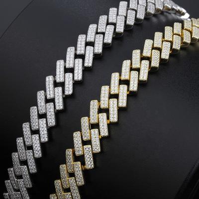 China Hiphop Wholesale Price 18k Gold Plated Custom Diamond Hip Hop Cuban Baguette Bangle Jewelry Gold Bracelets Men Women for sale