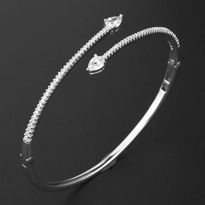 China Wholesale CLASSIC Non Fade 925 Silver Minimalist Gold Women 18K Gold Custom Jewelry Opening Bangle Bracelet for sale