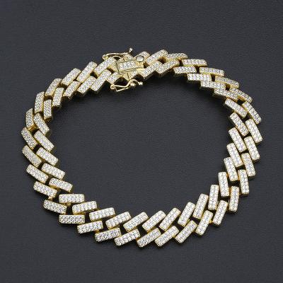 China Hip Hop Men's Jewelry 925 Sterling Silver 14K 18K Gold Plated Hip Hop Diamond Iced Out Custom Cuban Link Chain Bracelet for sale