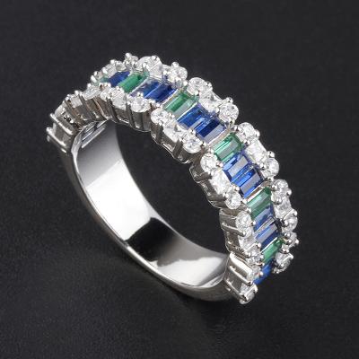 China CLASSIC Latest Design Blue Green Pave Tasty Crystal Luxury Fashion Jewelry Zircon Finger Rings 2021 for sale