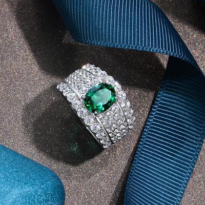 China 925 Sterling Silver Diopside Ring 2021 New Style Wharton Luxury Oval Green Ring Women's RING 925 Emerald Ring Silver Diopside for sale