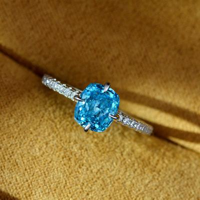 China 925 Classic Simple Shallow Sea Blue Topaz Silver Ring New Bohemian Ring 925 Sterling Silver Topaz Ring Jewelry 2021 for sale