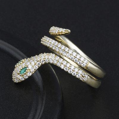 China Neo-Gothic Unique Zircon 925 Fashionable Luxury Sterling Silver Finger Womens Ring Design Snake Jewelry for sale