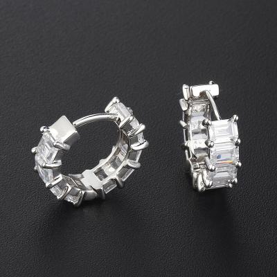 China CLASSIC Fashion Brass Jewelry Cuff Women Earring Hoops Zircon 14k Gold Plated Diamond Huggie Hoop Earrings for sale