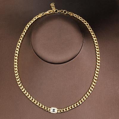 China Hiphop Bling Gold CZ Rhinestone 5A Iced Out Jewelry 18k Gold Mens Miami HipHop Cuban Chain Necklace for sale