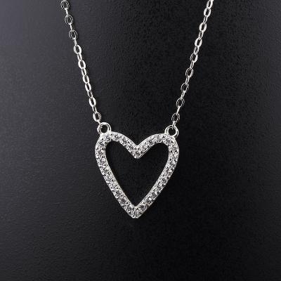 China Classic Cubic Zirconia Charm Heart Shape Necklace Pendant 925 Sterling Silver For Women for sale