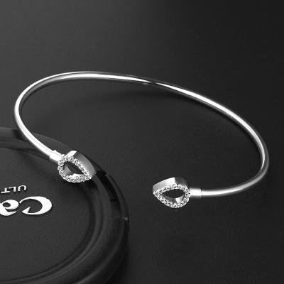 China CLASSIC High Quality Trendy Flat Platinum Plated Elegant Women's Jewelry 18k Gold Bangle Adjustable Zircon Bangle Bracelet for sale