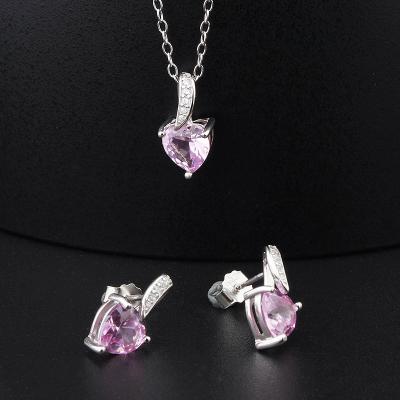 China Punk 925 Sterling Silver Heart Necklace Earring Set Modern Lightweight Custom Charms Pendants Jewelry Sets for sale