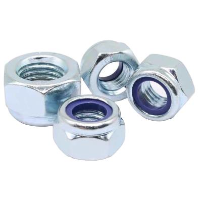 China DIN985 DIN982 Heavy Industry Insert Lock Nut Nylon Carbon Steel With Blue White Galvanized for sale