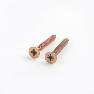 China Best Flat Quality Wholesale Price Phillips Drive Countersunk Head Yellow Particle 4x50 Galvanized Chipboard Screws For Wood for sale