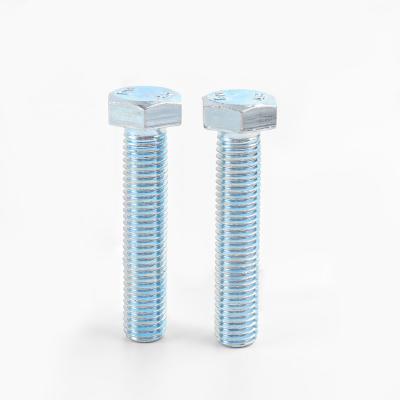 China Steel Hebei Factory Cheap price 4.8 Grade Blue Zinc Plated Full Thread Hexagonal Head bolts DIN933 for sale