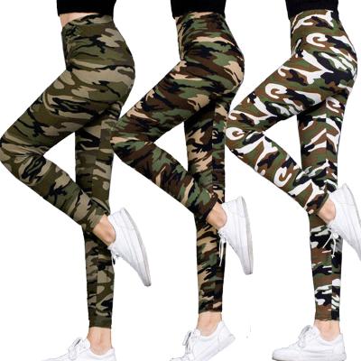 China 2021 Breathable Camouflage Women For Gaiters Graffiti Style Stretch Pants Slim Army Green Gaiters Deportes Pants Women Clothing for sale