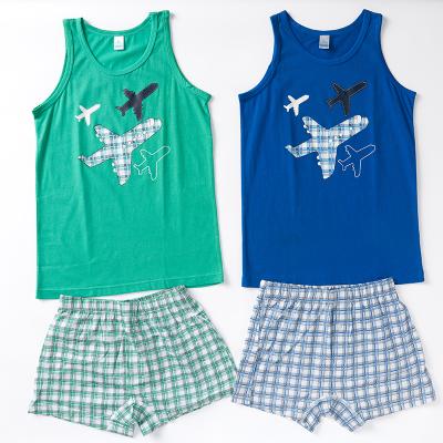 China Hot Cartoon Cute Stripe Cotton Young Boys Summer Chinese Style Sale Underwear Set Breathable Wholesale for sale