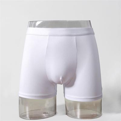 China Latest Mens Pure White High End Polyester Welded Boxer Mid Waist Boxer Shorts Breathable for sale