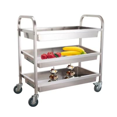 China Modern Desgin Factory Custom Three Layer Trolley 3-Tier Stainless Steel Trolley Tri-Ply Trolley for sale