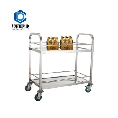 China Modern Desgin Cheap Double Trolley With Fence Stainless Steel Double Layer Trolley Trolley With Fence for sale