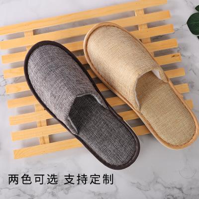 China Anti-slippery Slippers Canvas Home Slippers Plush Pull Hotel Hotel Non-slip Thickened Printing Logo for sale