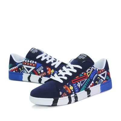 China European fashion wholesale trend small MOQ fashion printed canvas shoes for men for sale