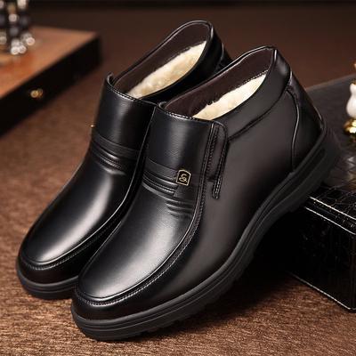 China Autumn And Winter New Men's Business Cashmere High Top Non-slip High Top Men's Leather Shoes Anti-slippery for sale