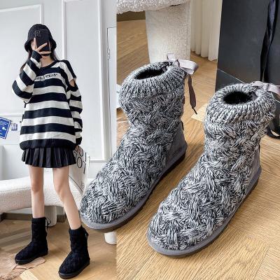 China Wholesale Fashion Flat Knitted Booties For Winter Warm Soft Women's Sponge Ladies Memory Boots for sale