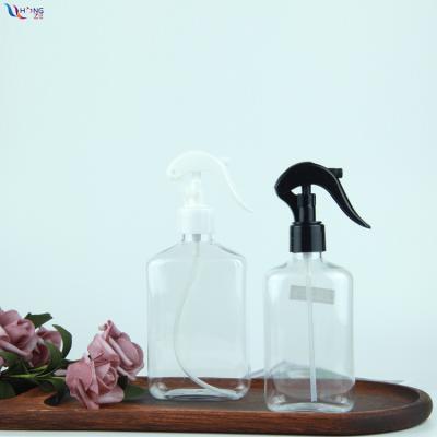 China Custom logo 250ml 500ml garden PET square empty transparent plastic trigger spray bottle with sprayer for cleaner spray for sale