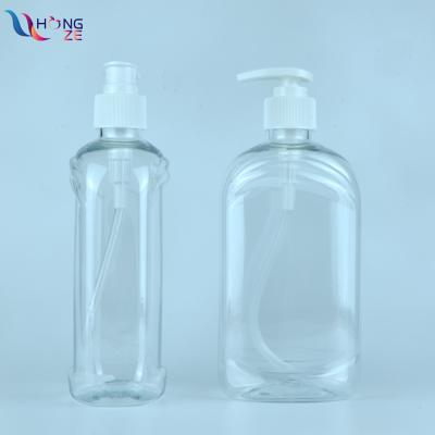 China 2020 Hot Selling 500ml PET Body Hand Sanitizer Empty Personal Care Flat Plastic Wash Bottle 16oz With Lotion Pump For Shampoo for sale