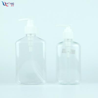 China High Quality Personal Care 250ml 500ml Empty Square PET Shampoo Lotion Plastic Bottle 16oz Hand Sanitizer Detergent Bottle With Pump for sale