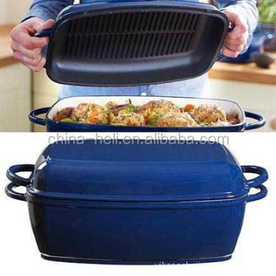 China Sustainable Enamel Cast Iron Multi Purpose Rectangle Cooker for sale