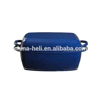 China Durable Rectangle Enamel Cast Iron Roaster With Multifunction Lid for sale