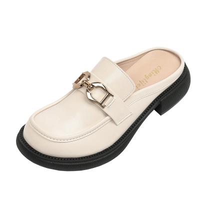 China Breathable Baotou Half-slipper Inner Lining Half-slipper Round Head 2023 Spring Loafers Moulle Flats Breathable Women's Clothing for sale