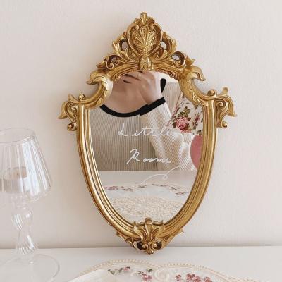 China Art Decor Nordic Gold Retro Style Resin Or Plastic Home Table Decorative wall Mirror for sale