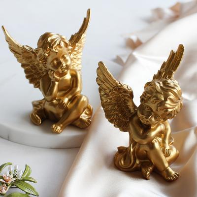 China Hot Sale Indoor Outdoor Decoration Angel Polyresin Europe Creative Statue Garden Figurines for sale