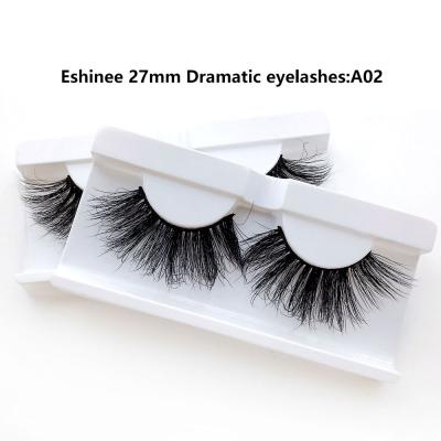 China 100% Original Supplier False Eyelashes 27mm Long Mink Eyelashes False Doll Eyelashes Natural Extra Long Extra Length 5D Design for sale