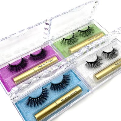 China Long 10 Pairs Natural Magnetic Liquid Eyeliner Eyelash Set Magnetic Liquid Eyeliner False Eyelash Cover Box Ten for sale